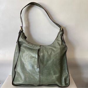 HOBO Green Leather Shoulder Bag with Minimalist Design